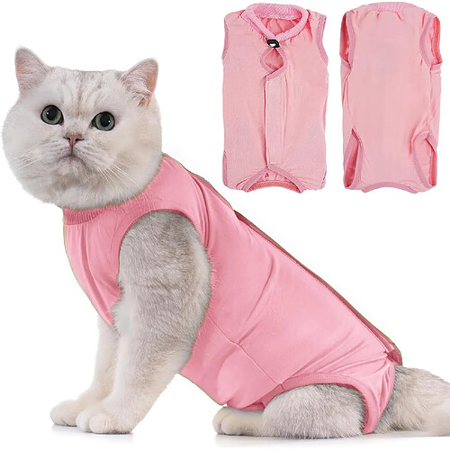 Vendos85 Combinaison de Récupération pour Chat Anti Léchage Rose M