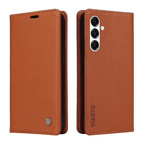 Flip Étui Pour Samsung Galaxy A26 5G Faux cuir et TPU entièrement mat Et Stand Fonctionnalité Avec Fentes à cartes Attraction magnétique forte Marron