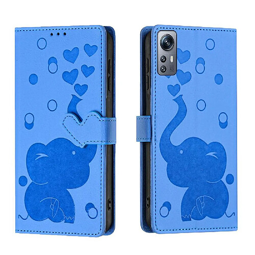Tongez Étui Pour Xiaomi Redmi Note 12S 4G Bicelle Trois emplacements pour cartes Cuir Premium Bleu