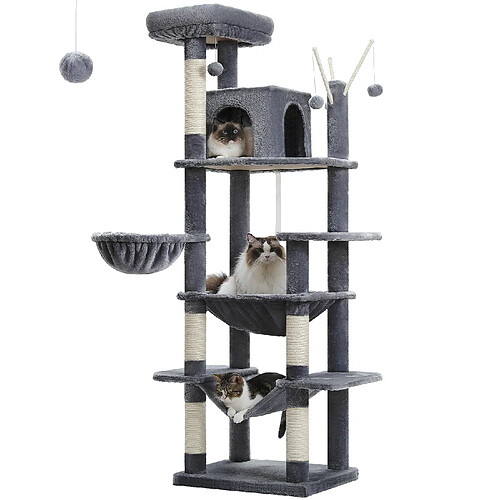 Pawz road Arbre à chat 7 niveaux - 170 cm - Gris foncé