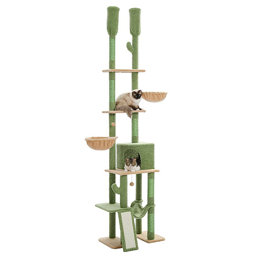 PAWZ Road Arbre à Chat du Sol au Plafond avec 2 Poteaux Cactus