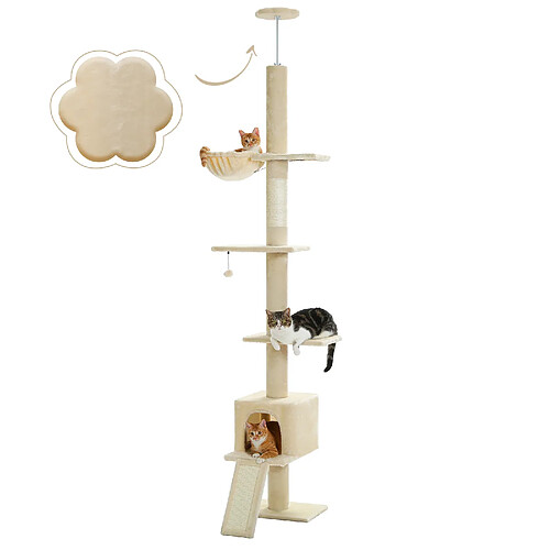 Pawz road Arbre à chat réglable en hauteur - 216-273 cm - Beige