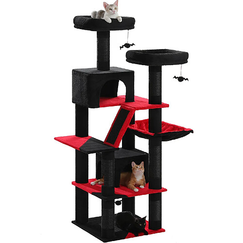 PAWZ Road Grand Arbre à Chat Multi-Niveaux 180 cm Gothique Noir