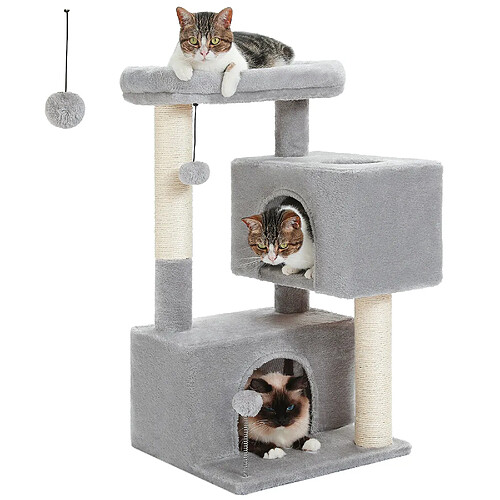 PAWZ Road Arbre à Chat Compact avec 2 Condos 80 cm Gris