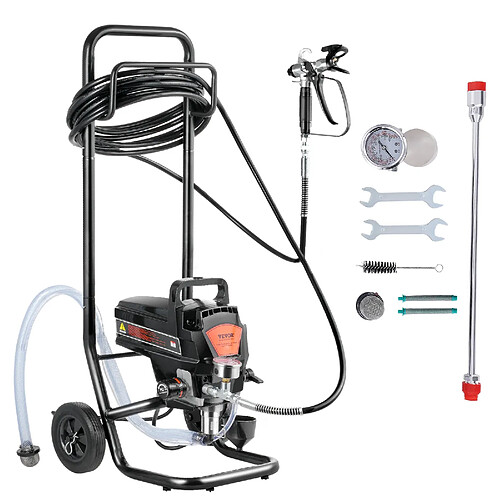 Vevor Système peinture 950W 3000PSI, chariot, tuyau 15m, 2L/min, int/ext