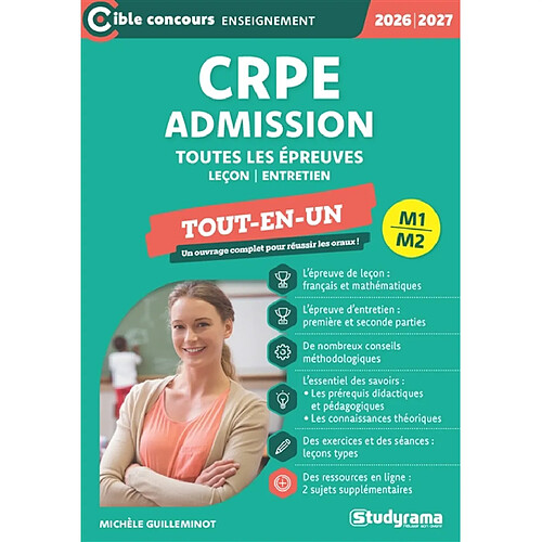 CRPE admission M1, M2, toutes les épreuves : leçon, entretien, tout-en-un : 2026-2027