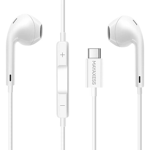 Mayaxess Écouteurs filaires USB-C - Blanc