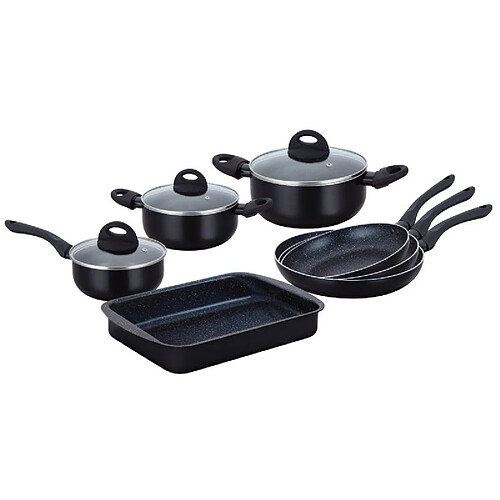 Batterie de cuisine 10 pièces noir Herzberg HG9016-BK