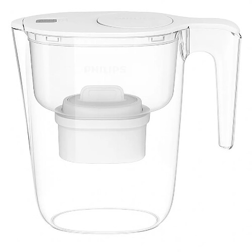 Carafe filtrante 2,6 L blanche avec 4 filtres en Microfiltration et digital timer Philips PHAWP2933WHT4/10