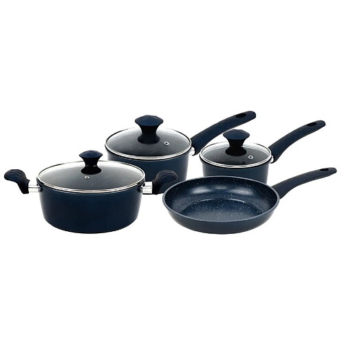Batterie de cuisine forgée revêtement en marbre Bleu 7 pièces Herzberg HG04685-BLU