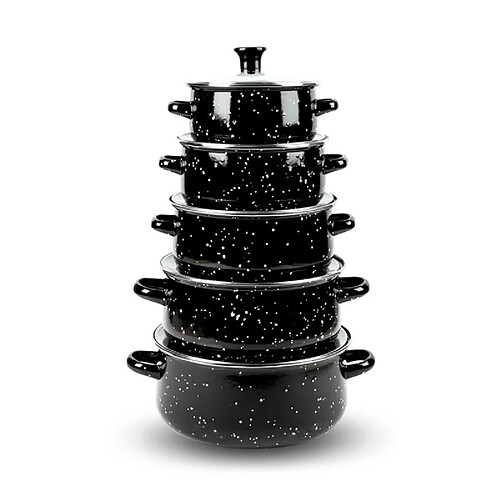 Ensemble 10 pieces marmites et cocottes de cuisine avec couvercle en verre Herzberg HG04128