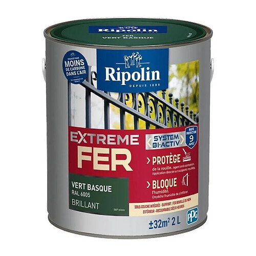 Extreme fer base vert basque RAL 6005 brillant - RIPOLIN - 2 L
