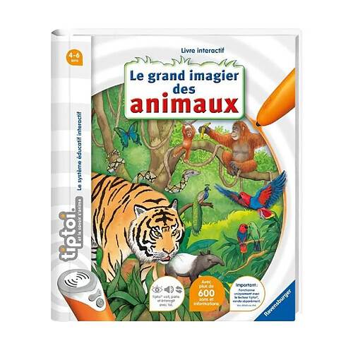 tiptoi, Livre interactif, Le grand imagier des animaux, 4 ans, 13099000, Ravensburger