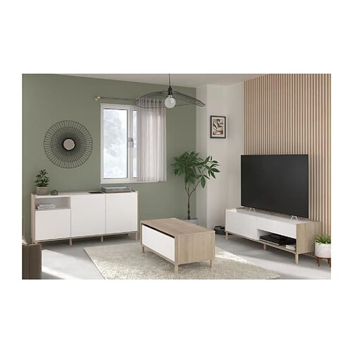 Parisot Ensemble salon TV table basse - Blanc