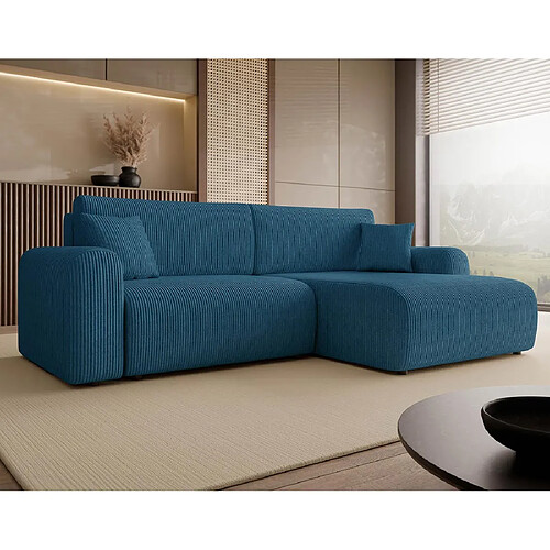 Bestmobilier Naomi canapé d'angle convertible - Bleu
