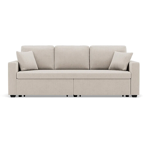 Bestmobilier Cyrus - Canapé droit 3 places convertible en velours côtelé