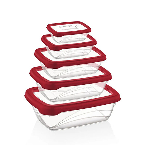 Ensemble de boite de conservation 5 pièces rouge Herzberg HGL763-RED