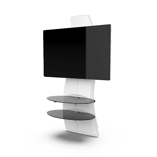 Meliconi - Meuble TV avec support intégré - GHOST DESIGN 2500 Blanc Mat - TV de 32 à 70'' - VESA 200/400 - Etagères verre trempé