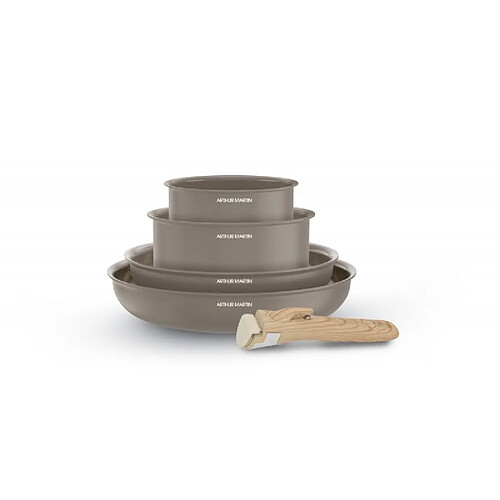 Batterie de cuisine 5 pièces poignée amovible Taupe Arthur Martin AM9192