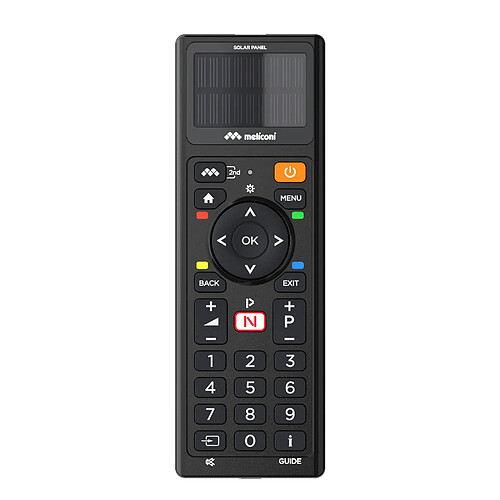 Meliconi - Télécommande universelle SOLAR TV pour un TV - 100% fonctions d'origine - Accès direct Netflix et Prime - Panneau solai