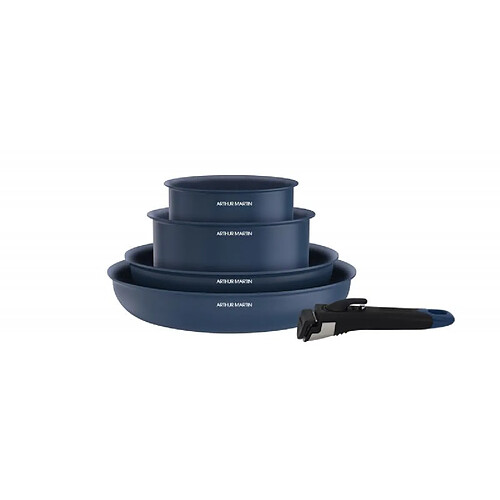 Batterie de cuisine 5 pièces poignée amovible Bleu Arthur Martin AM8896