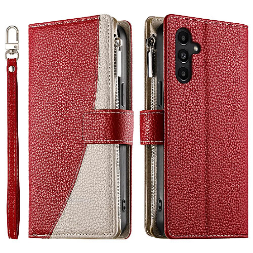 Flip Étui Pour Samsung Galaxy A14 4G/5G Étui en cuir Élégant Portefeuille Fentes pour cartes GANGXUN Rouge