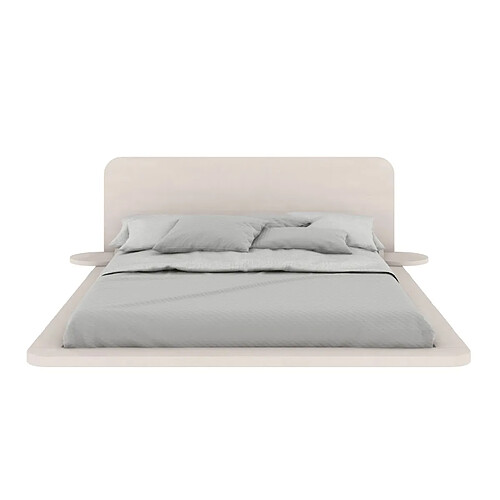 Visby Lit flottant en hêtre massif JAPANDIC / 140x200 cm, couleur blanche