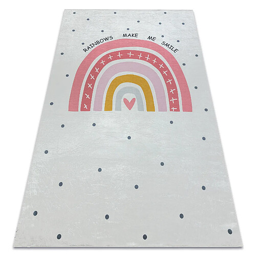 RUGSX Tapis lavable BAMBINO 47810 Arc-en-ciel, points pour les enfants antidérapant - blanc rose 160x220 cm