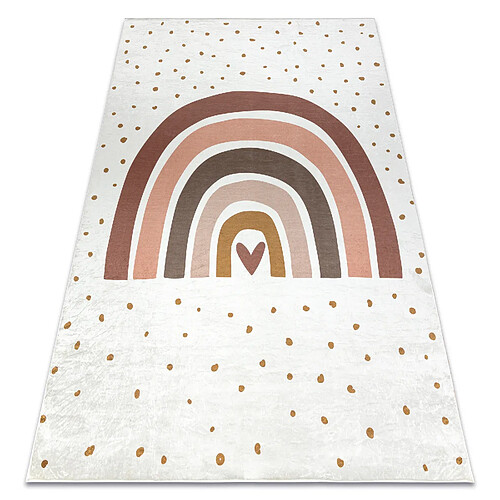 RUGSX Tapis lavable BAMBINO 46960 Arc-en-ciel, points pour les enfants antidérapant - blanc marron 200x290 cm