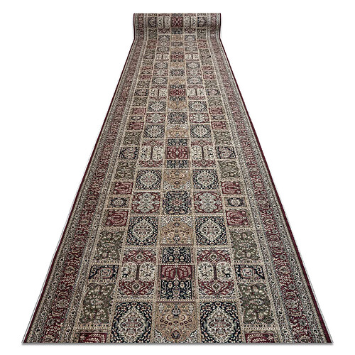 RUGSX TAPIS DE COULOIR antidérapant LOTUS CASSETTES 39980 Oriental beige rouge lavable 60cm 60x900 cm