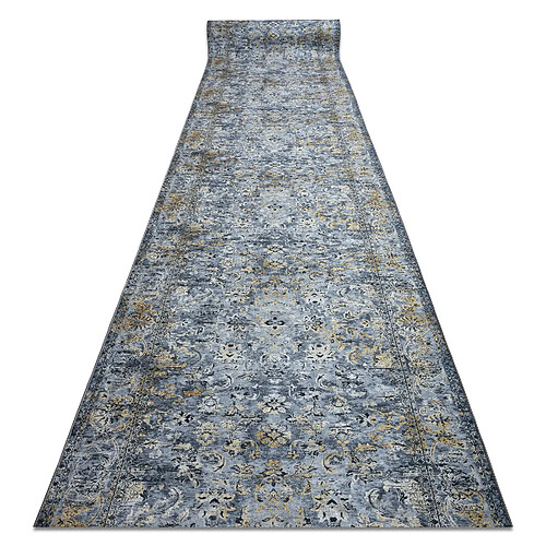 RUGSX TAPIS DE COULOIR antidérapant LOTUS NOMAD 29671 Ornement gris lavable 80cm 80x780 cm