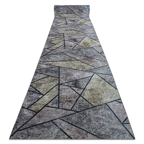 RUGSX TAPIS DE COULOIR antidérapant LOTUS MOSAIC 22010 Mosaïque gris lavable 60cm 60x490 cm