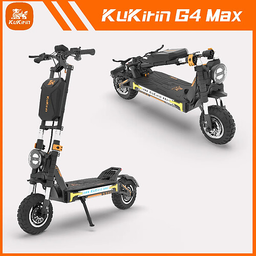 KuKirin G4 Max Trottinette électrique adulte Autonomie 95km 85km/h Moteur 3200W Pneus Tout-Terrain 12 pouces Batterie 48V35.2Ah