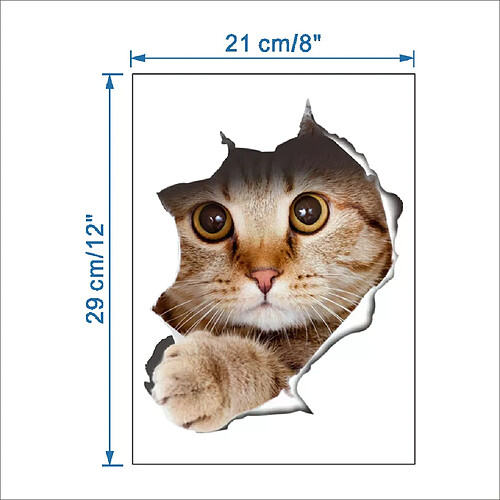 Papier peint autocollant 3D motif animaux de compagnie pour salon, salle de bain, toilettes, stickers muraux, tatouage~000413