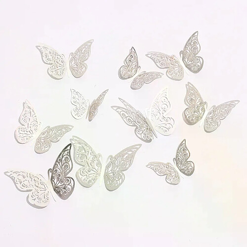 Lot de 12 autocollants muraux 3D en forme de papillon creux pour chambre d'enfant, décoration murale pour la maison, DIY, Mariposas, réfrigérateur~0752