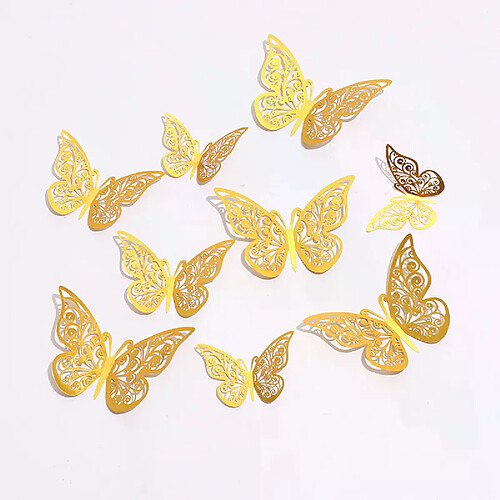 Lot de 12 autocollants muraux 3D en forme de papillon creux pour chambre d'enfant, décoration murale pour la maison, DIY, Mariposas, réfrigérateur~0457