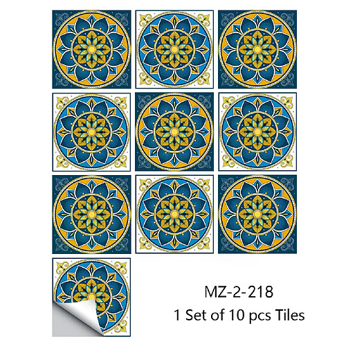Lot de 10 autocollants muraux en PVC imperméables motif mandala, film rigide, cristal, pour cuisine, salle de bain, armoire~0947