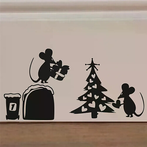 General Autocollants muraux amusants en vinyle 3D motif trou de souris, pour cuisine, chambre à coucher, plinthe, décoration d'intérieur, motif rat, dessin animé~00759