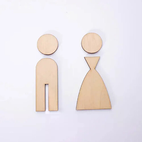 Miroir acrylique 3D en bois, décoration de mariage, plaque de porte de toilette, salle de bain, WC, autocollant mural de style moderne, décoration d'intérieur~01377