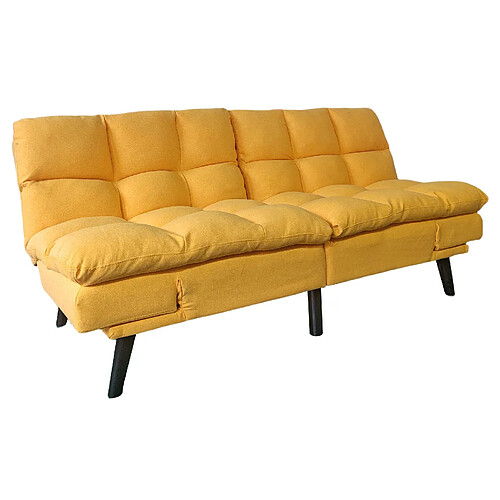 Pegane Canapé-lit rembourré , canapé convertible en lit en tissu coloris Moutarde - Longueur 183 x Largeur 86,5 x Hauteur 81 cm