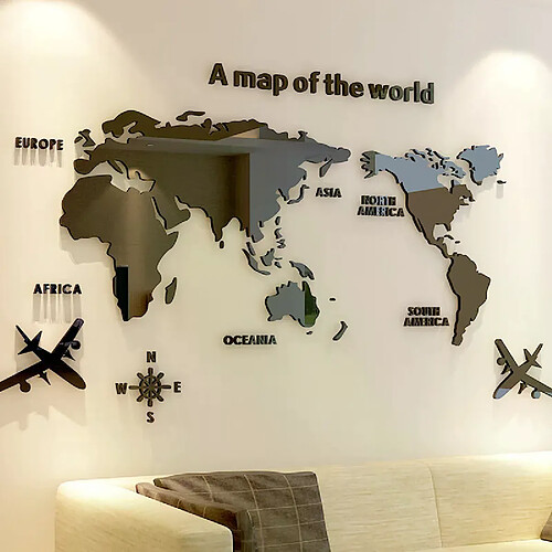 Autocollant Vinyle Carte Du Monde 185x70 Cm - Décoration Frigo, Meuble, Surface Lisse - 6