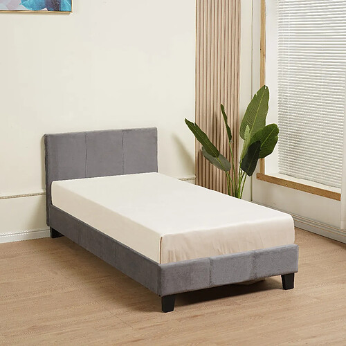Homy France Lit MELBOURNE – Velours – 90x190 cm