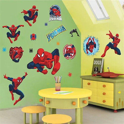 Autocollant mural Spiderman Avengers pour chambre d'enfant, papier peint pour chambre d'enfant, affiche 3D en vinyle autocollant, décoration intérieure~00310