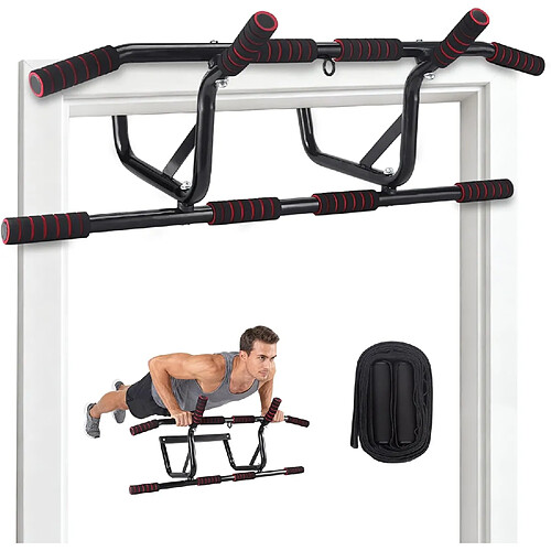 ZMH Barre De Traction Pour Porte Avec Poignées Rembourrées Rouge