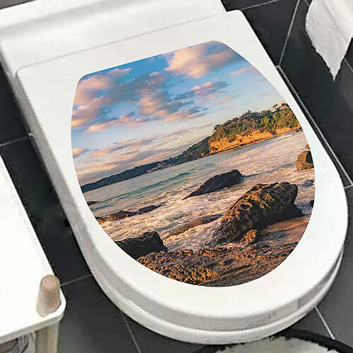 Autocollant mural 3D pour abattant de toilettes, papier peint artistique, autocollants de salle de bain, autocollants amovibles pour abattant de toilettes, accessoires de décoration pour la maison~01415