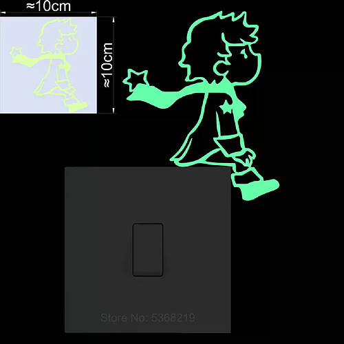 Autocollant mural de décoration pour la maison, brille dans le noir, pour interrupteur, chambre d'enfant, décoration de chambre d'enfant, autocollant brillant, autocollant de dessin animé~00956