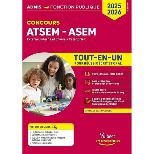 ATSEM, ASEM : externe, interne et 3e voie, catégorie C : tout-en-un, concours 2025-2026 · Occasion