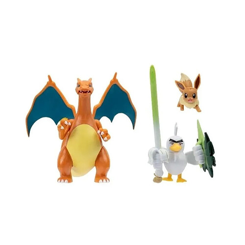 Jazwares Pokémon - Pack 3 figurines Évoli, Palarticho & Dracaufeu
