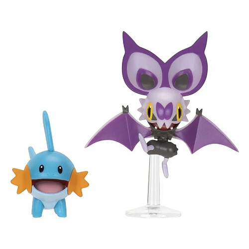 Jazwares Pokémon - Pack 2 figurines Mudkip & Noibat avec Stand 8 cm