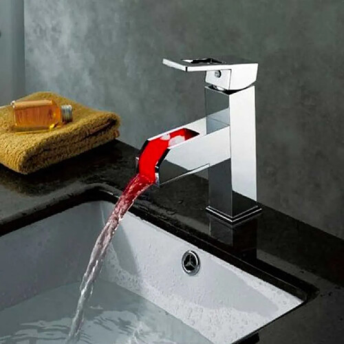 Autres Temps Robinet Mitigeur lumineux, design, en laiton chromé et cartouche céramique pour vasque